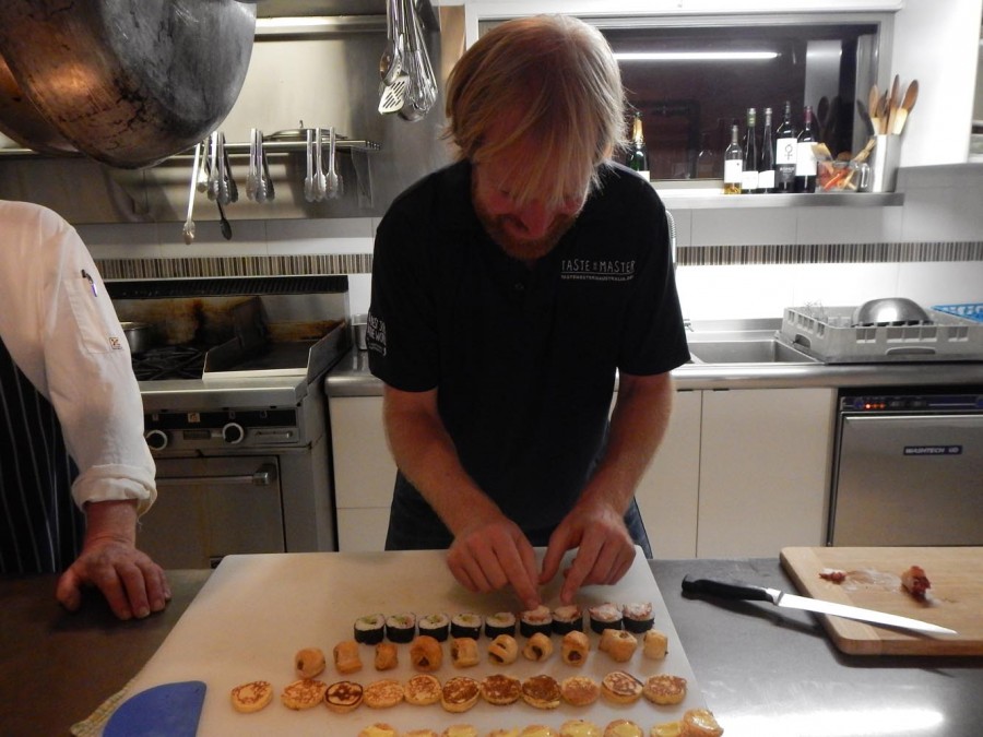 Helping Big Al with the canapes