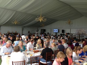 Inside the marquee for brunch at Voyagers