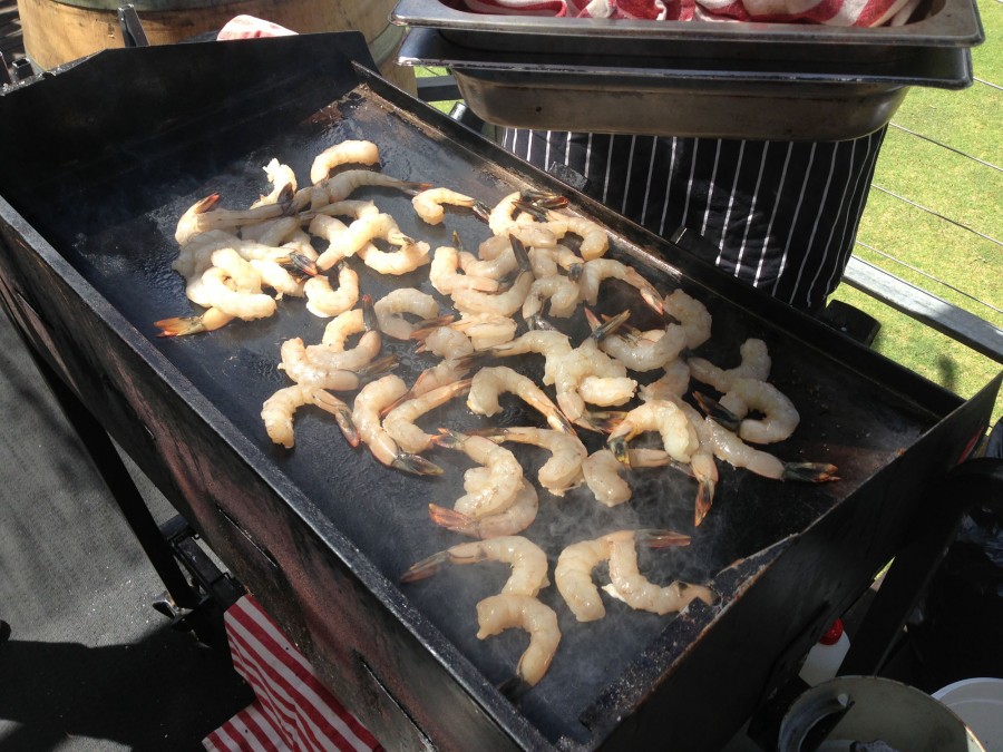 Shrimps thrown on the barbie
